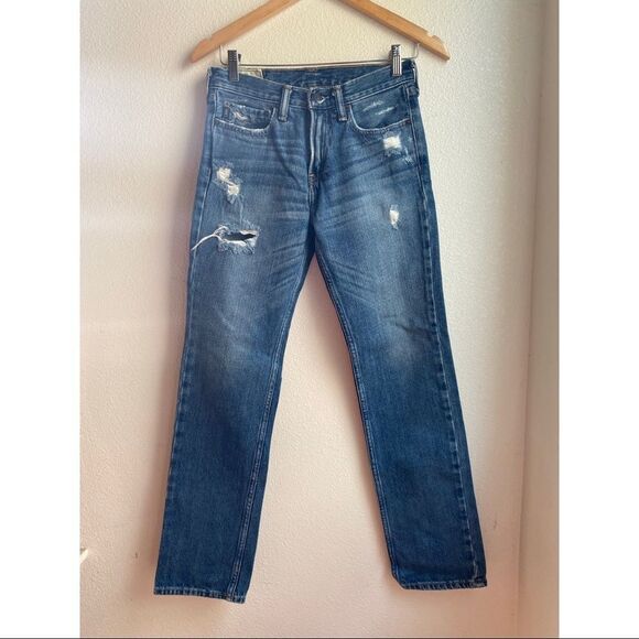 COPY - Abercrombie | Youth Slim Straight Distressed Jeans, Size 16 - Picture 1 of 11